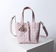 Bagsaaa Small Dior Toujours Vertical Tote Bag Pink Macrocannage Calfskin - 16 x 18 x 12 cm - 3