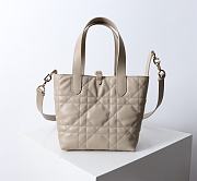 Bagsaaa Small Dior Toujours Vertical Tote Bag Beige Macrocannage Calfskin - 16 x 18 x 12 cm - 4