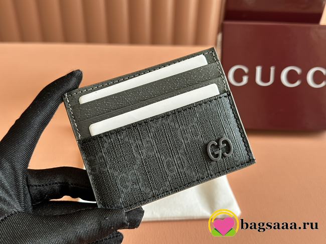 Bagsaaa Gucci Bi-colour card case with GG detail 795230 Black GG - 10cm - 1