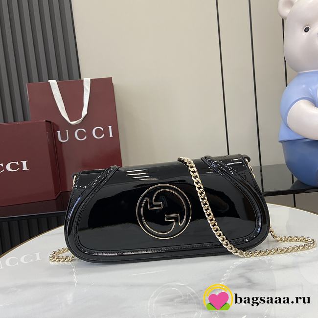 Bagsaaa Gucci Blondie small shoulder bag 814952 Black Patent - 29.5cm - 1