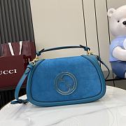 Bagsaaa Gucci Blondie medium top handle bag ‎815719 blue suede - 32 x 17 x 10cm - 1