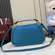 Bagsaaa Gucci Blondie medium top handle bag ‎815719 blue suede - 32 x 17 x 10cm - 3