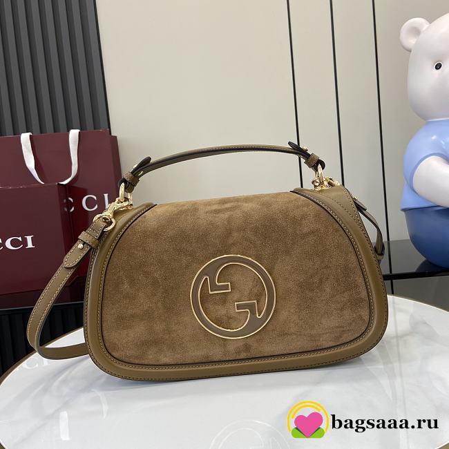 Bagsaaa Gucci Blondie medium top handle bag ‎815719 brown suede - 32 x 17 x 10cm - 1