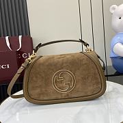 Bagsaaa Gucci Blondie medium top handle bag ‎815719 brown suede - 32 x 17 x 10cm - 1