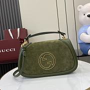 Bagsaaa Gucci Blondie medium top handle bag ‎815719 green suede - 32 x 17 x 10cm - 1