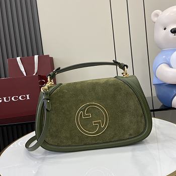 Bagsaaa Gucci Blondie medium top handle bag ‎815719 green suede - 32 x 17 x 10cm