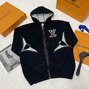 Bagsaaa Louis Vuitton Graphic Intarsia Zipped Cotton Hoodie Black - 1