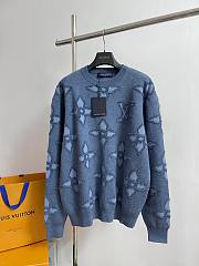 Bagsaaa Louis Vuitton Textured Cotton Crewneck Blue - 1