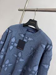 Bagsaaa Louis Vuitton Textured Cotton Crewneck Blue - 4