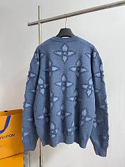 Bagsaaa Louis Vuitton Textured Cotton Crewneck Blue - 3