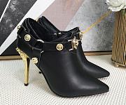 Bagsaaa Versace Black Leather Medusa Ankle Length Booties - 1