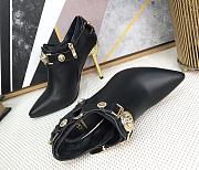 Bagsaaa Versace Black Leather Medusa Ankle Length Booties - 4