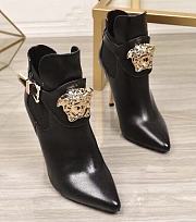 Bagsaaa Versace Black Leather Medusa Head Ankle Booties - 1