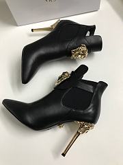 Bagsaaa Versace Black Leather Medusa Head Ankle Booties - 3