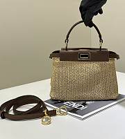 Bagsaaa Fendi Peekaboo Mini Brown leather and macramé bag - 23cm - 1