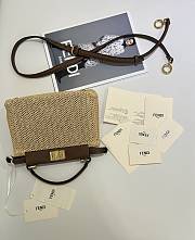 Bagsaaa Fendi Peekaboo Mini Brown leather and macramé bag - 23cm - 3