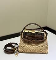 Bagsaaa Fendi Peekaboo Mini Brown leather and macramé bag - 23cm - 2