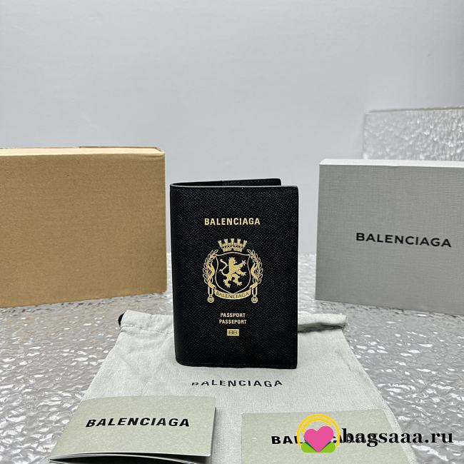 Bagsaaa Balenciaga Passport Holder in black semi matte soft textured calfskin - 14cm - 1