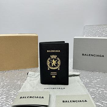 Bagsaaa Balenciaga Passport Holder in black semi matte soft textured calfskin - 14cm