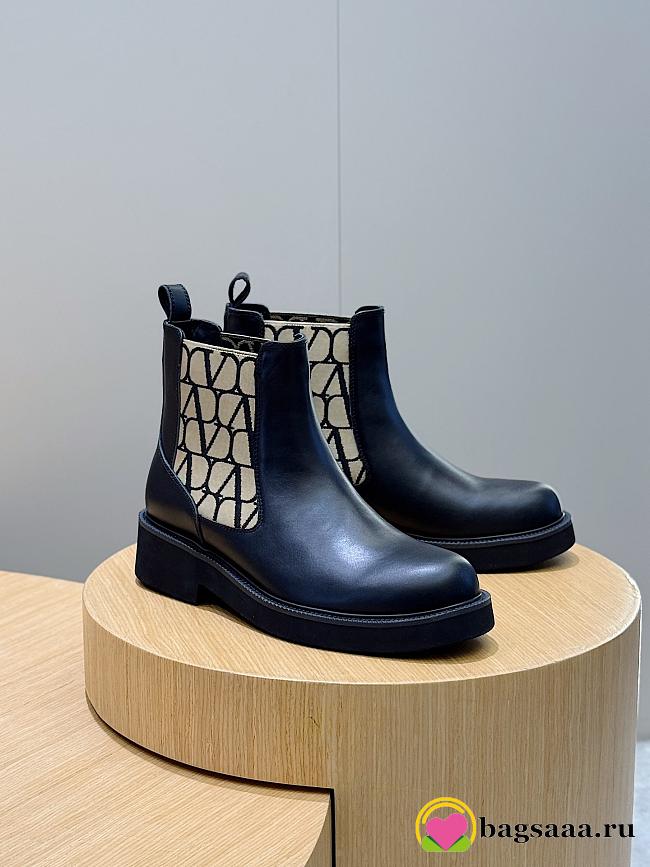 Bagsaaa Valentino Toile Iconographe Chelsea Boot In Toile Iconographe Technical Fabric And Calfskin - 1