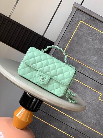 Bagsaaa Chanel Mini Flap Bag with Top Handle AS5243 Light Green - 20cm