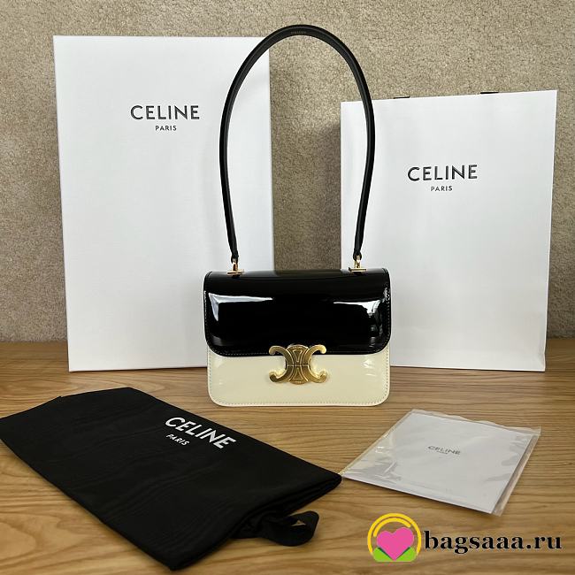 Bagsaaa Teen Garance Bag In Bicolour Patent Calfskin Black & White - 18.5 x 13.5 x 7 CM - 1