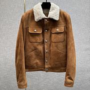 Bagsaaa Tom Ford Brown Suede Shearling Trimmed Trucker Jacket - 1