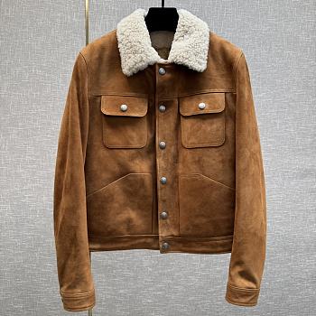 Bagsaaa Tom Ford Brown Suede Shearling Trimmed Trucker Jacket