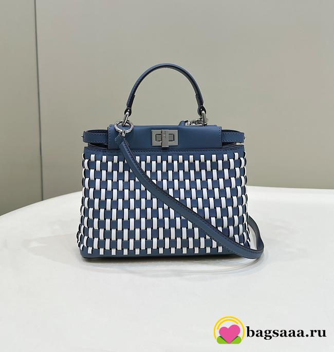 Bagsaaa Fendi Peekaboo Mini Tote Bag Blue & White - 23cm - 1