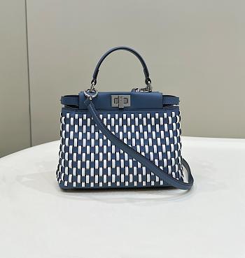 Bagsaaa Fendi Peekaboo Mini Tote Bag Blue & White - 23cm