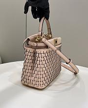 Bagsaaa Fendi Pink Woven Leather Mini Peekaboo Top Handle Bag - 23cm - 2