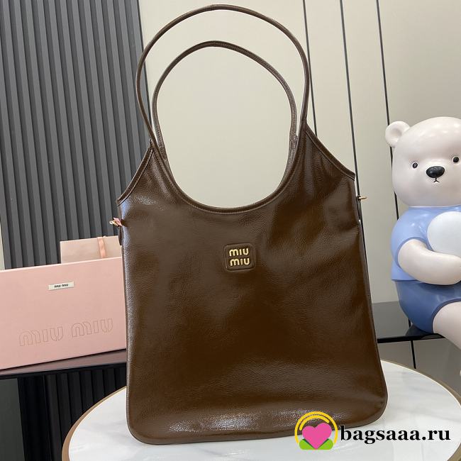 Bagsaaa Miumiu IVY naplak patent leather bag 5BG231 brown - 40cm - 1