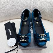 Bagsaaa Chanel Mary Janes Blue Velvet G46022 - 1