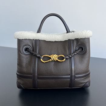 Bagsaaa Bottega Veneta Small Andiamo Merinos Aviator Bag In Brown - 25cm