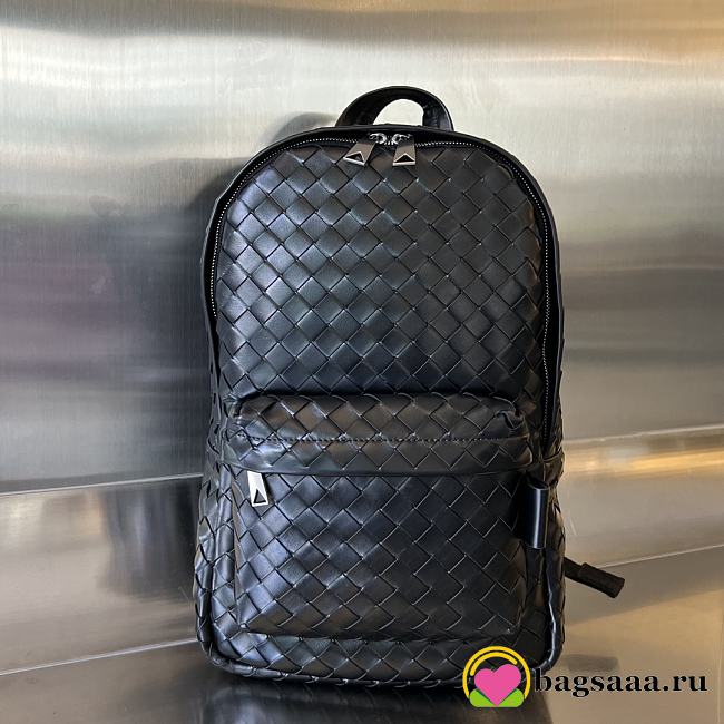 Bagsaaa Bottega Veneta Small Intrecciato Backpack Black - 41cm - 1