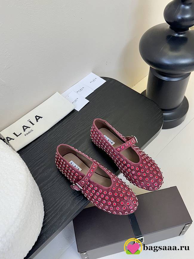 Bagsaaa Alaia Strass Ballet Flats Red - 1