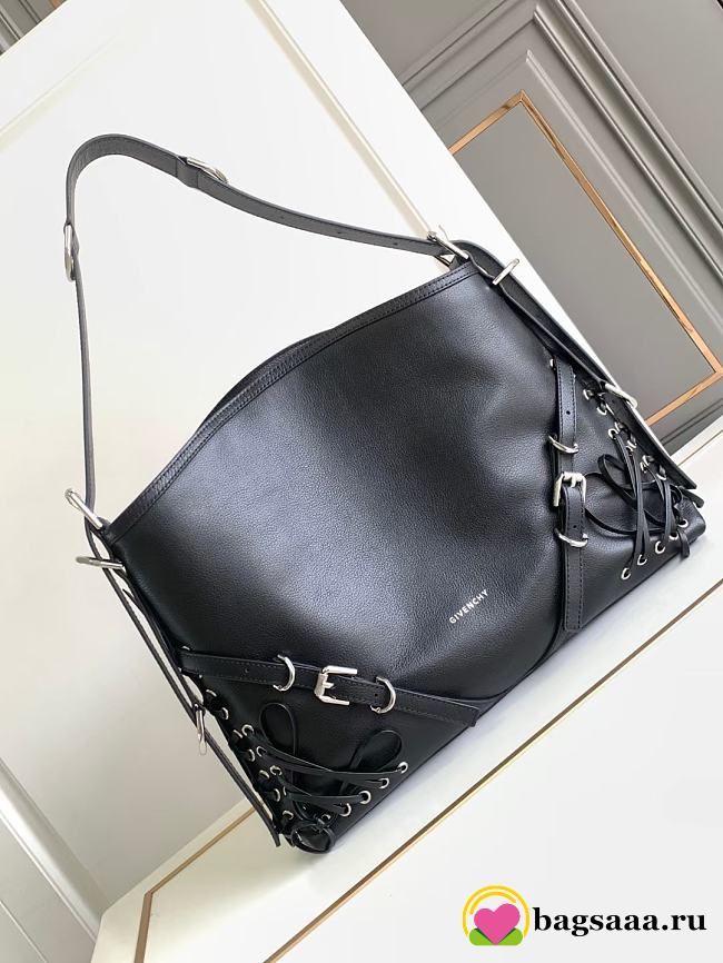 Bagsaaa Givenchy Medium Voyou bag in corset style leather black - 40cm - 1