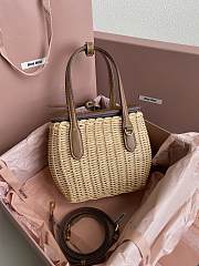 Bagsaaa Miu Miu wicker and leather handbag - 20cm - 1