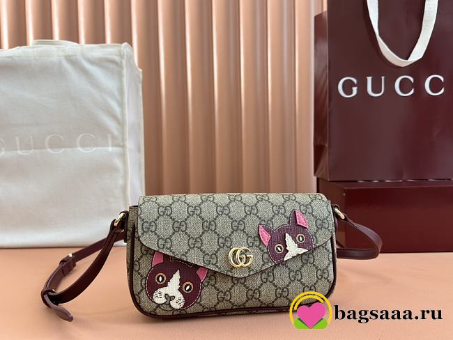 Bagsaaa Gucci GG mini shoulder bag with cat detail 818764 - 22cm - 1