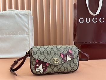 Bagsaaa Gucci GG mini shoulder bag with cat detail 818764 - 22cm