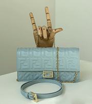 Bagsaaa Fendi Wallet On Chain Baguette Light blue nappa leather wallet - 21cm - 1