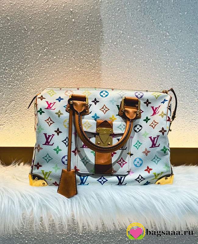 Bagsaaa Louis Vuitton White Monogram Multicolore Speedy - 30cm - 1