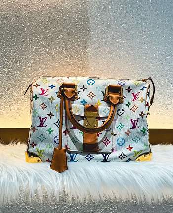 Bagsaaa Louis Vuitton White Monogram Multicolore Speedy - 30cm