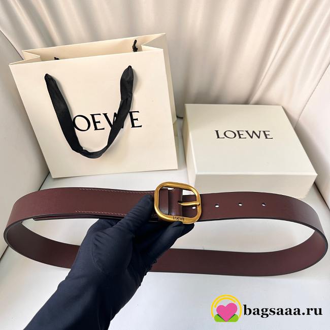 Bagsaaa Loewe Rounded soft belt in classic calfskin brown - 3.5cm - 1