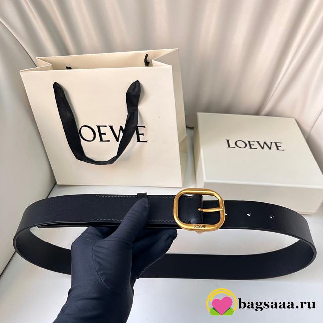 Bagsaaa Loewe Rounded soft belt in classic calfskin black - 3.5cm - 1