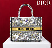 Bagsaaa Medium Dior Book Tote Latte Embroidery with Yellow Multicolor Dior Chardons Motif - 36 x 27.5 x 16.5 cm - 1