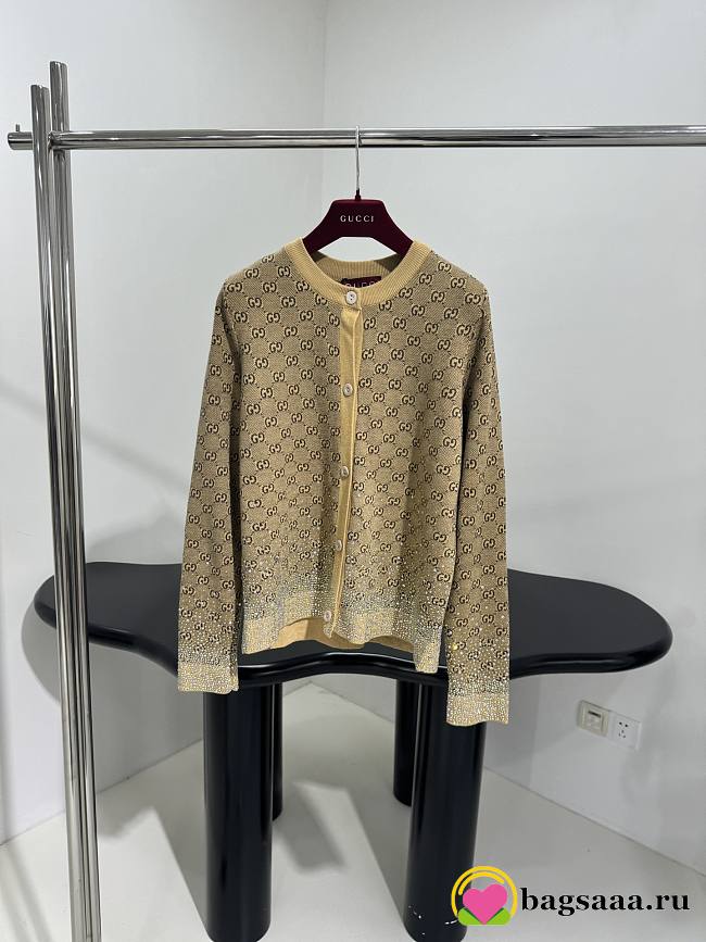 Bagsaaa Gucci Embroidered wool GG jacquard cardigan - 1