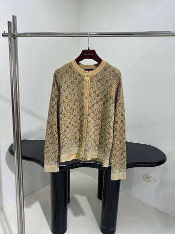 Bagsaaa Gucci Embroidered wool GG jacquard cardigan