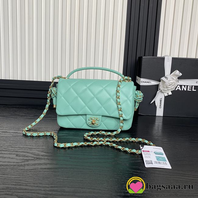 Bagsaaa Chanel Flap Bag with Top Handle AS5317 Green Lambskin - 22 x 24 x 6cm - 1