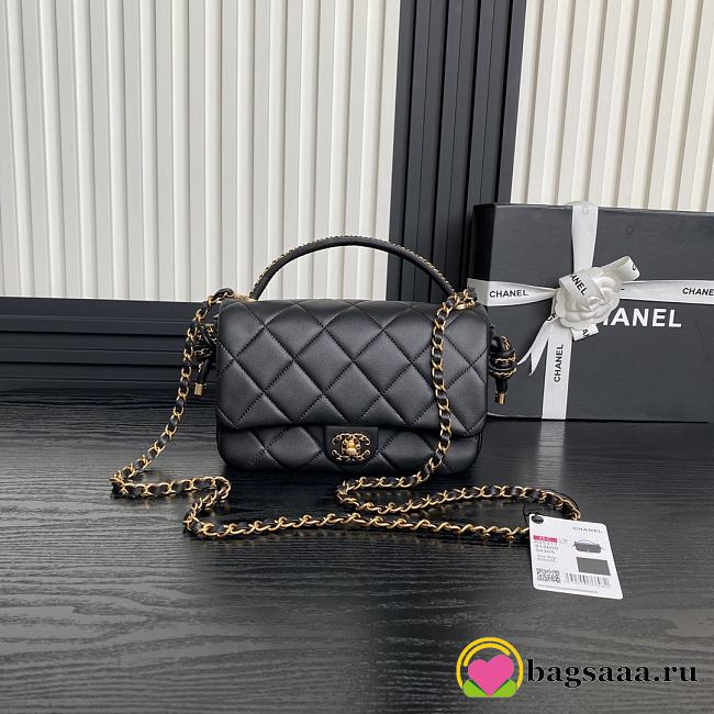 Bagsaaa Chanel Flap Bag with Top Handle AS5317 Black Lambskin - 22 x 24 x 6cm - 1